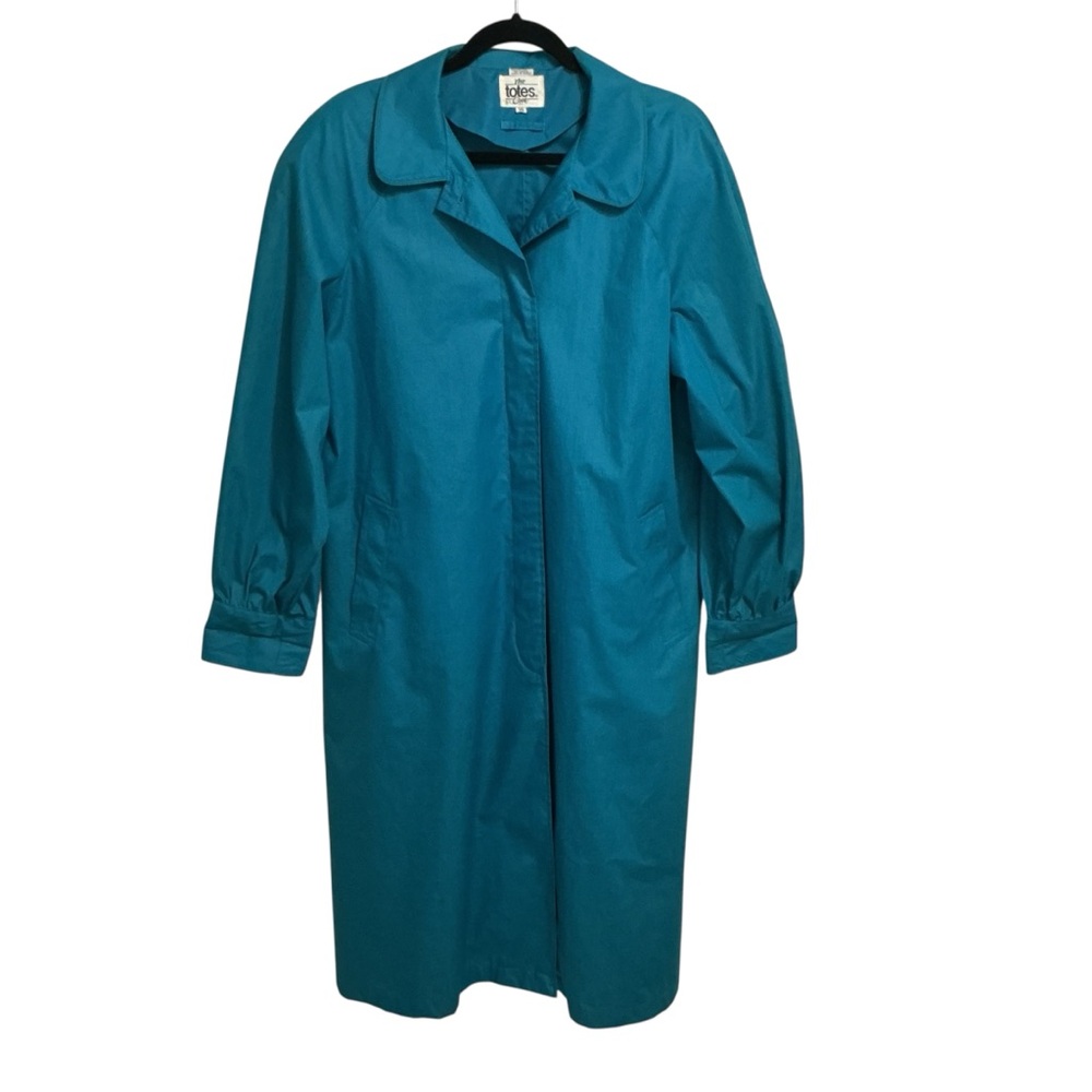 Vintage Totes Teal Long Raincoat Retro / Outerwear , Size 14, 80s-90s